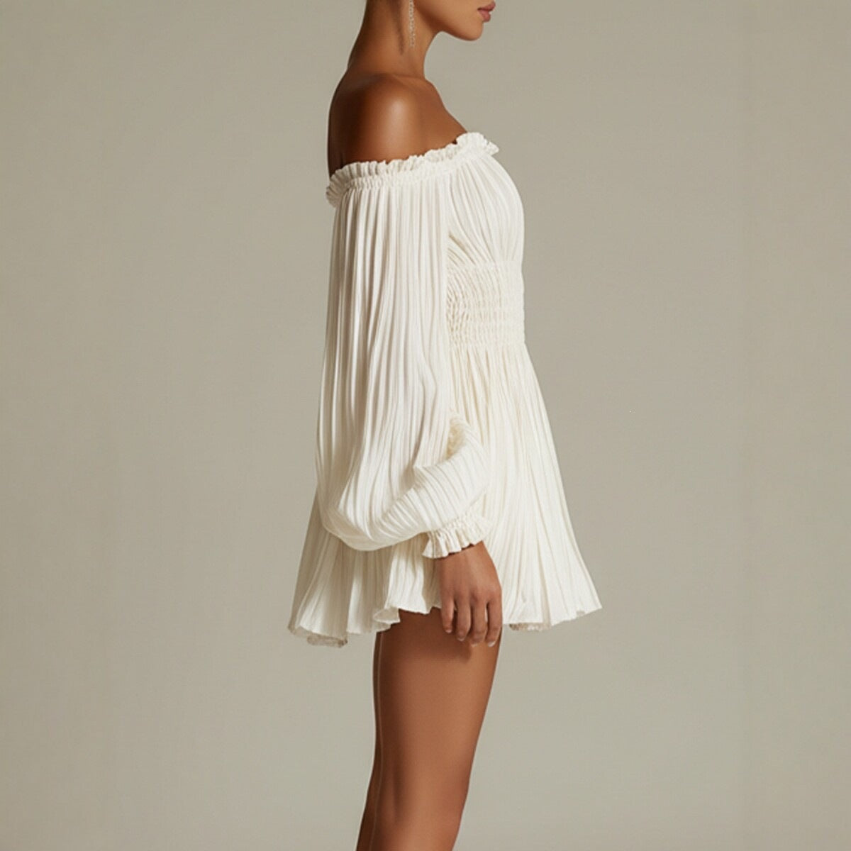 Matilde | Women's Off-Shoulder Ruched Puff Sleeve Mini Dress