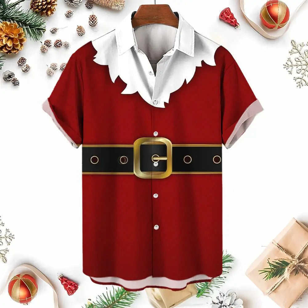 Raymond | Men's Snowman Print Short Sleeve Christmas Blouse