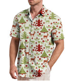 Kris | Men's Short Sleeve Christmas Blouse with Santa Print