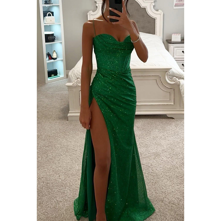 Zelie | Women's Sparkle Cowl Neck Cocktail Dress Maxi