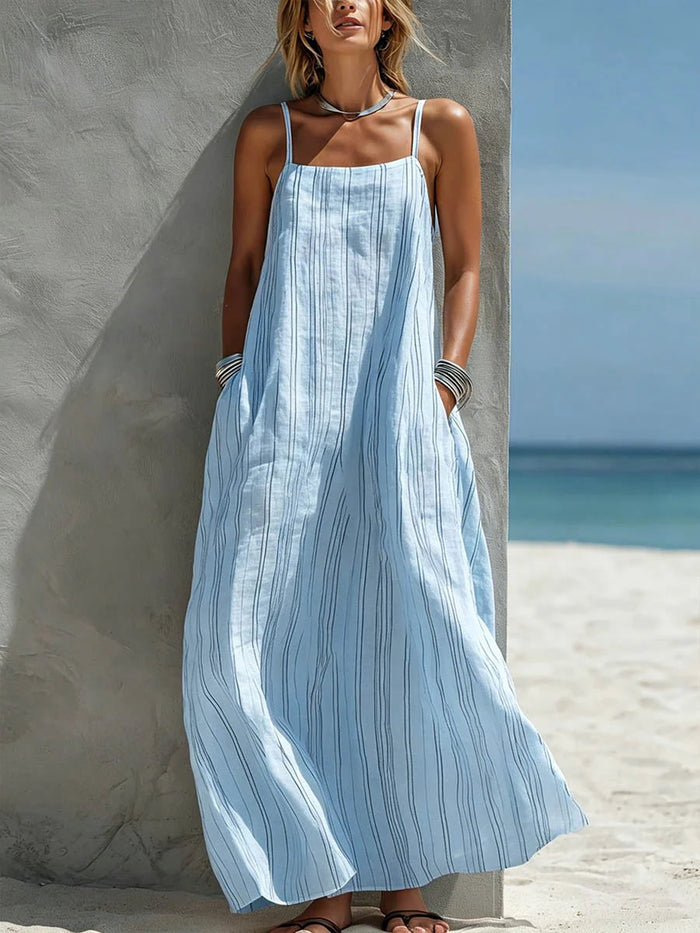Claudine | Women's Striped Square-Neck Maxi Dress