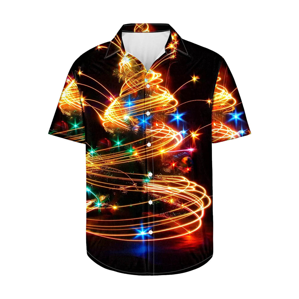 Frits | Men's Short Sleeve Christmas Blouse with Tree Print