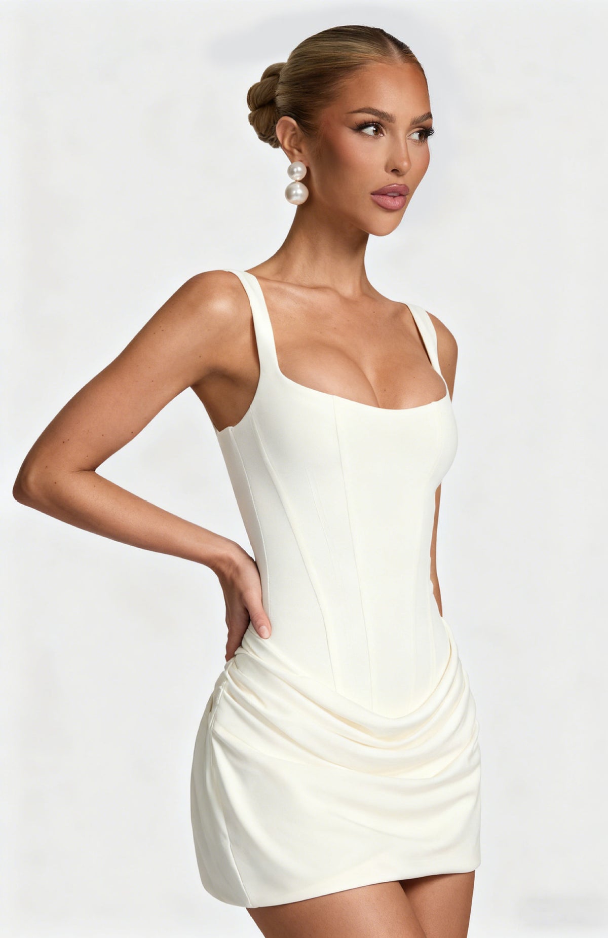 Yolette | Women's Square-Neck Draped Mini Dress
