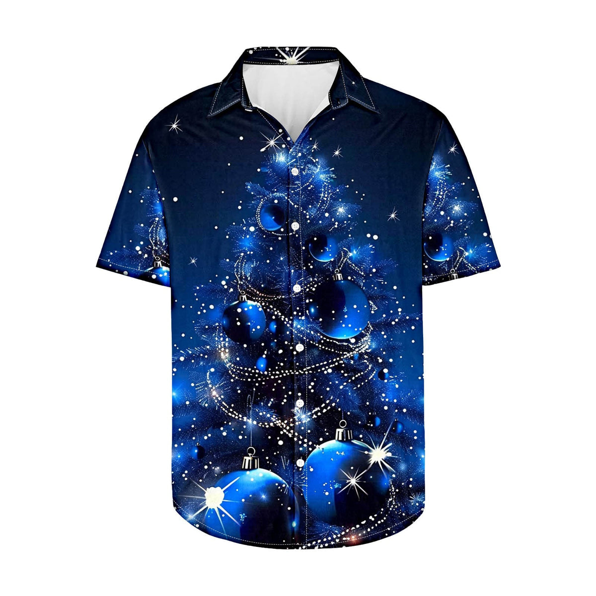 Frits | Men's Short Sleeve Christmas Blouse with Tree Print