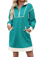 Berglind | Women's Colour-Block Half-Zip Mini Dress