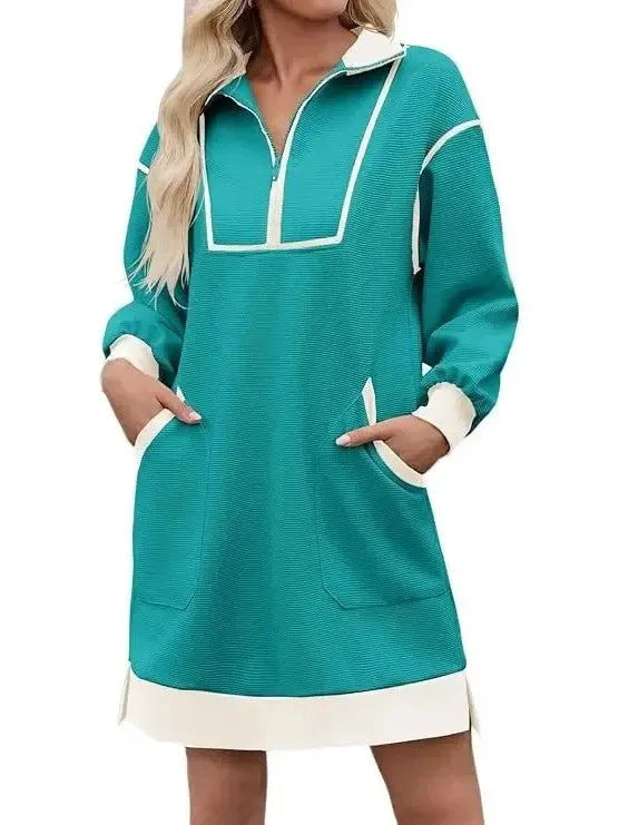 Berglind | Women's Colour-Block Half-Zip Mini Dress