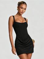 Yolette | Women's Square-Neck Draped Mini Dress