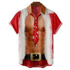 Kris | Men's Short Sleeve Christmas Blouse with Santa Print