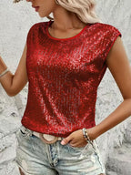 Monika | Women's Sequin Cap-Sleeve Top