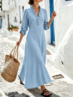 Avril | Women's Ruffled V-Neck Long Sleeve Maxi Dress