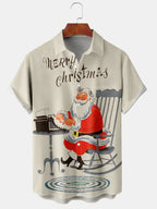 Callum | Men's Santa Print Short Sleeve Christmas Blouse