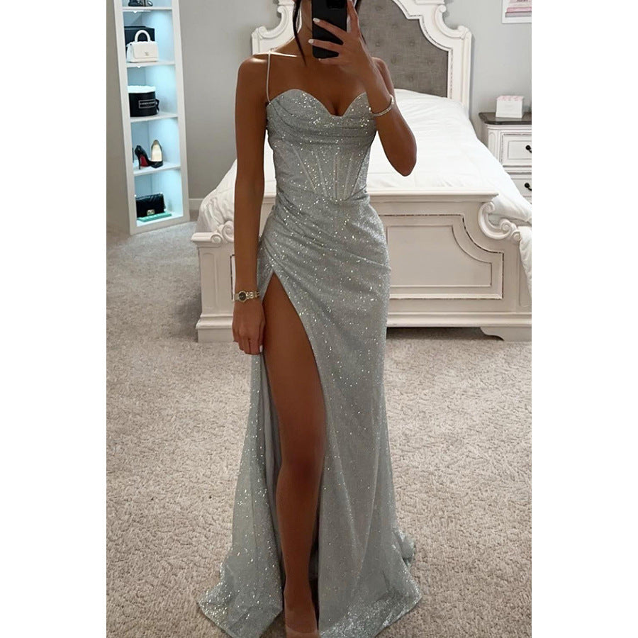 Zelie | Women's Sparkle Cowl Neck Cocktail Dress Maxi