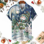 Raymond | Men's Snowman Print Short Sleeve Christmas Blouse