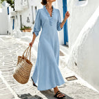 Avril | Women's Ruffled V-Neck Long Sleeve Maxi Dress
