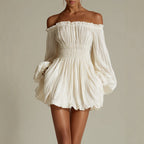 Matilde | Women's Off-Shoulder Ruched Puff Sleeve Mini Dress