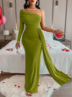 Gerrie | Women's One-Shoulder Ruched Bodycon Maxi Cocktail Dress