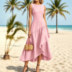 Milena | Women's Asymmetric Ruffle-Hem Maxi Dress