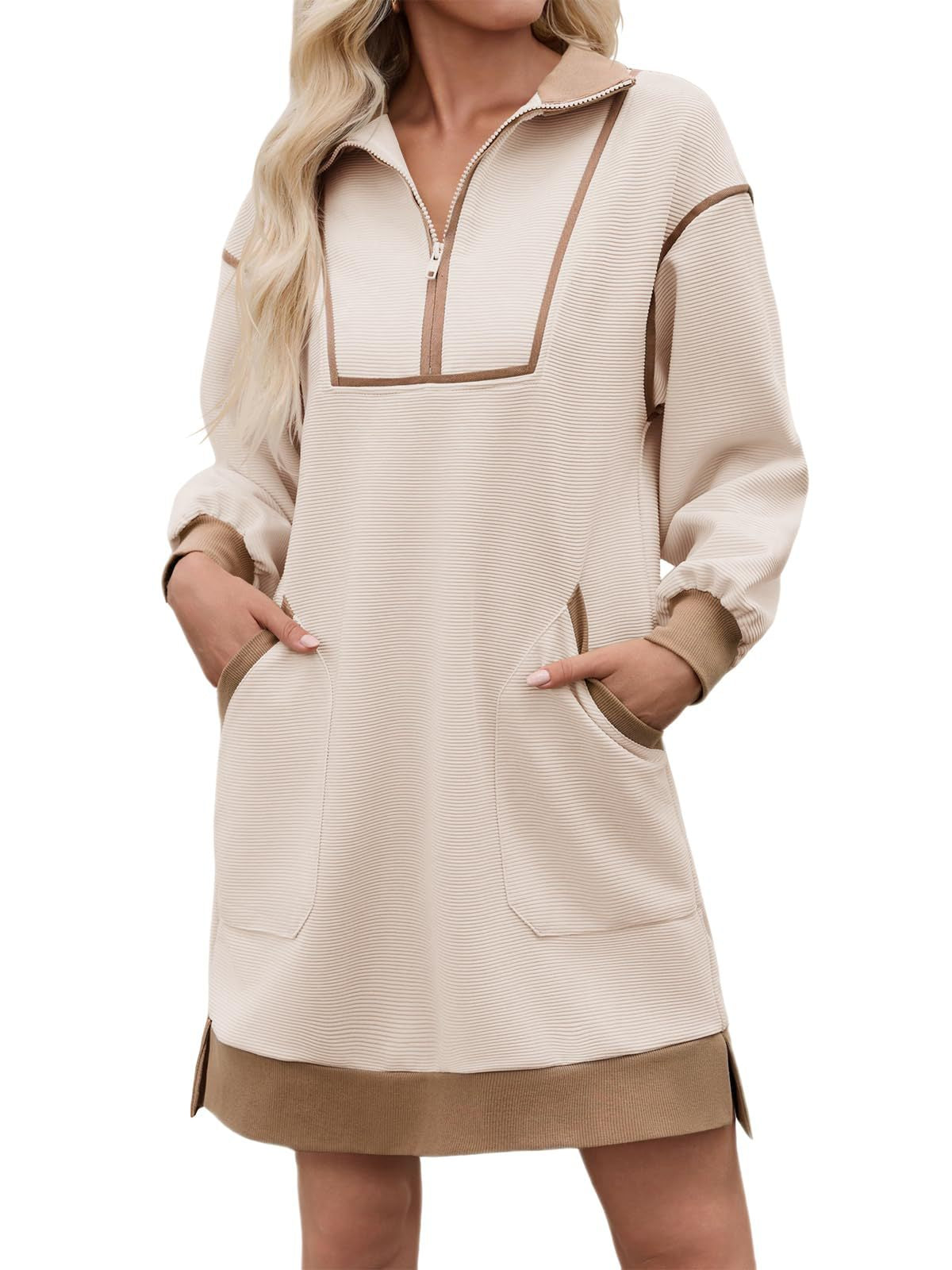 Berglind | Women's Colour-Block Half-Zip Mini Dress