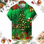 Raymond | Men's Snowman Print Short Sleeve Christmas Blouse