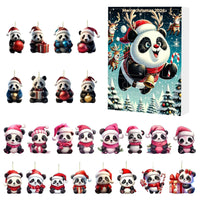 Advent Calendar Christmas Gift Panda Ornament Set