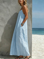 Claudine | Women's Striped Square-Neck Maxi Dress