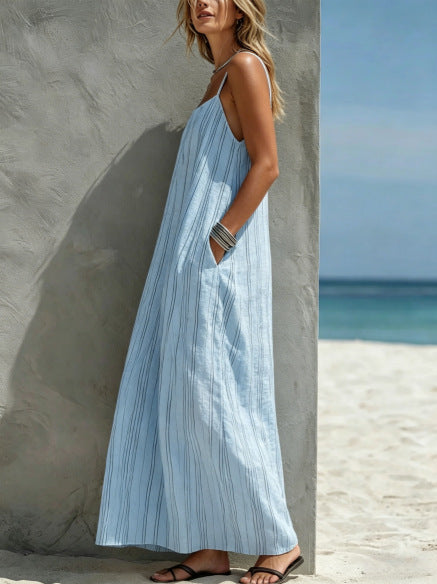 Claudine | Women's Striped Square-Neck Maxi Dress