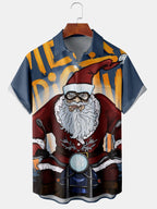 Callum | Men's Santa Print Short Sleeve Christmas Blouse