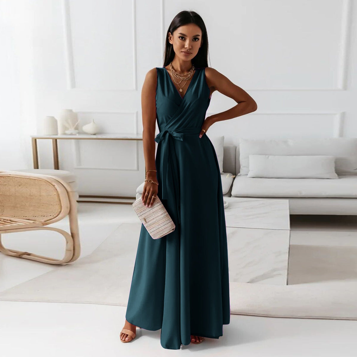 Hailey | Women's Wrap Maxi Dress Sleeveless V-Neck