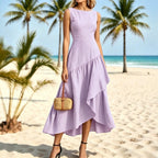 Milena | Women's Asymmetric Ruffle-Hem Maxi Dress