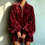 Marcelle | Women's Collared Velvet-Look Mini Dress