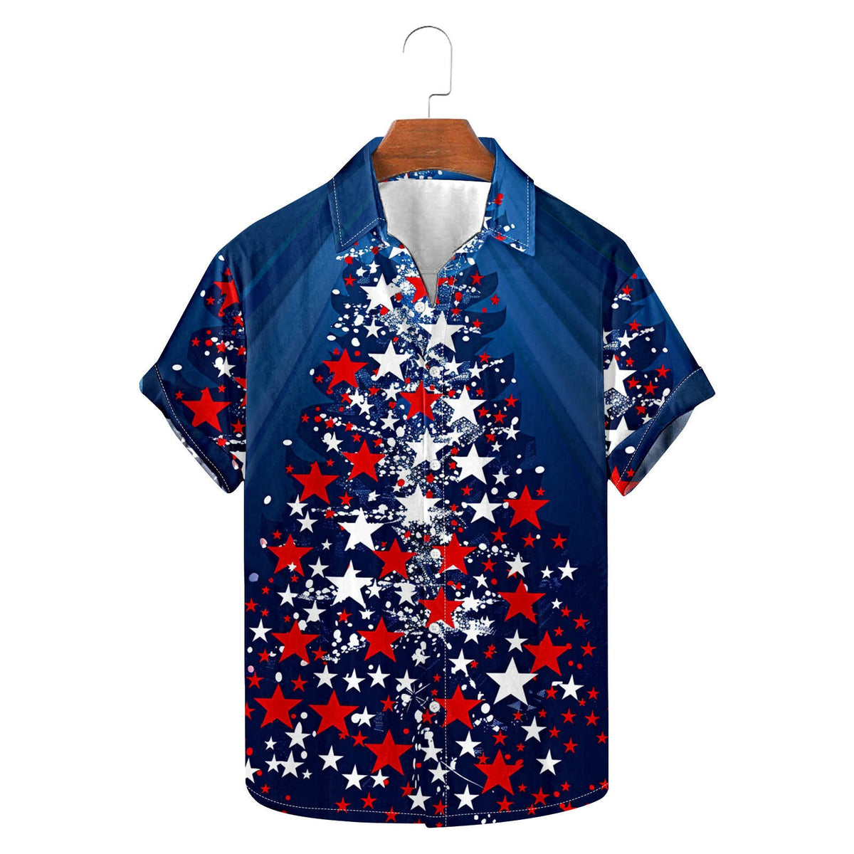 Frits | Men's Short Sleeve Christmas Blouse with Tree Print