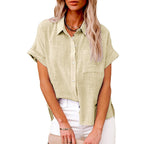 Mathilde | Women's V-Neck Short Sleeve Blouse