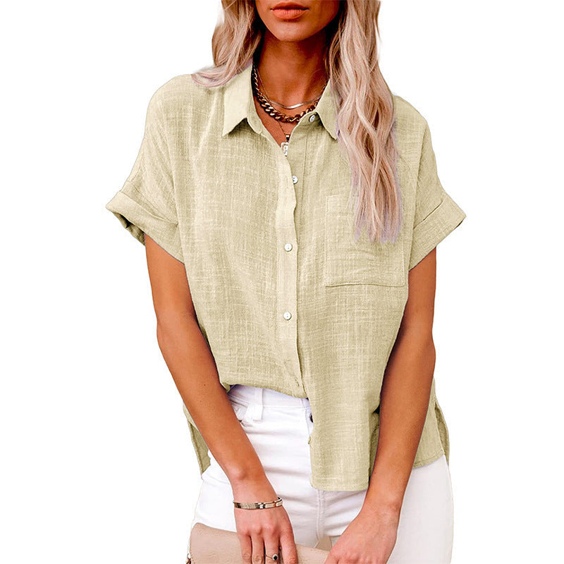 Mathilde | Women's V-Neck Short Sleeve Blouse