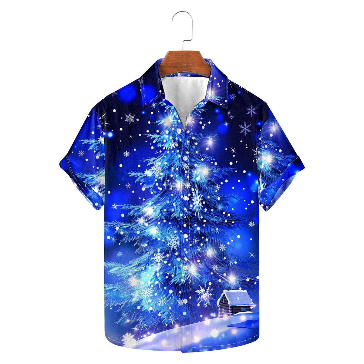 Frits | Men's Short Sleeve Christmas Blouse with Tree Print