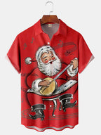 Callum | Men's Santa Print Short Sleeve Christmas Blouse