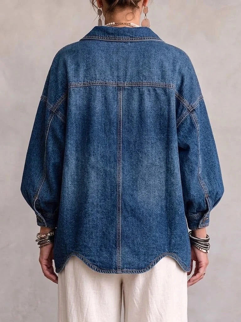 Morgan | Women's Oversized Denim Button-Front Jacket