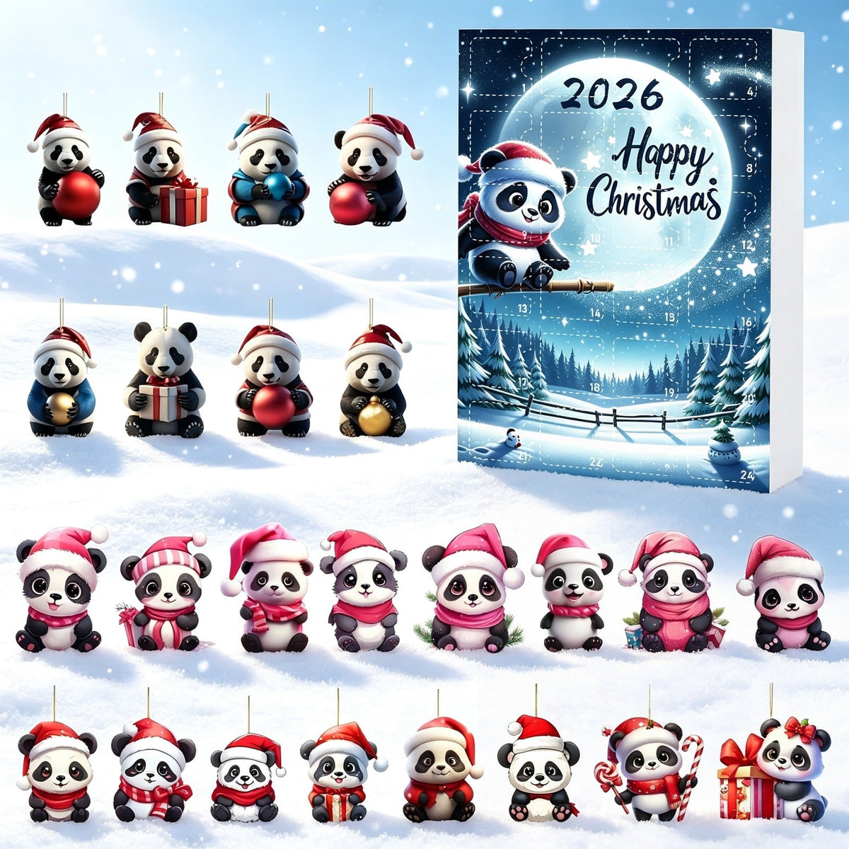 Trijntje | Advent Calendar Christmas Gift Panda Ornament Set
