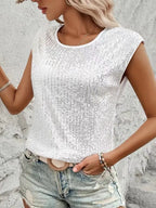Monika | Women's Sequin Cap-Sleeve Top