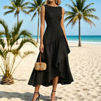 Milena | Women's Asymmetric Ruffle-Hem Maxi Dress