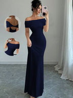 Neve | Women's Ruched Off-Shoulder Bodycon Maxi Dress