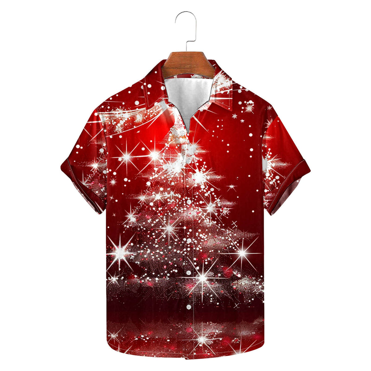 Frits | Men's Short Sleeve Christmas Blouse with Tree Print