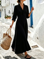 Avril | Women's Ruffled V-Neck Long Sleeve Maxi Dress