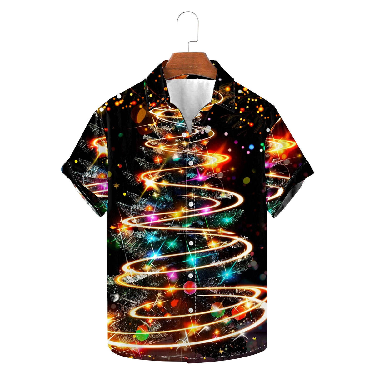 Frits | Men's Short Sleeve Christmas Blouse with Tree Print