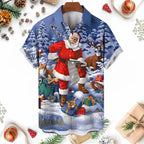 Raymond | Men's Snowman Print Short Sleeve Christmas Blouse
