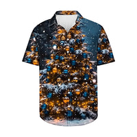 Frits | Men's Short Sleeve Christmas Blouse with Tree Print