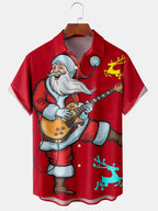 Callum | Men's Santa Print Short Sleeve Christmas Blouse