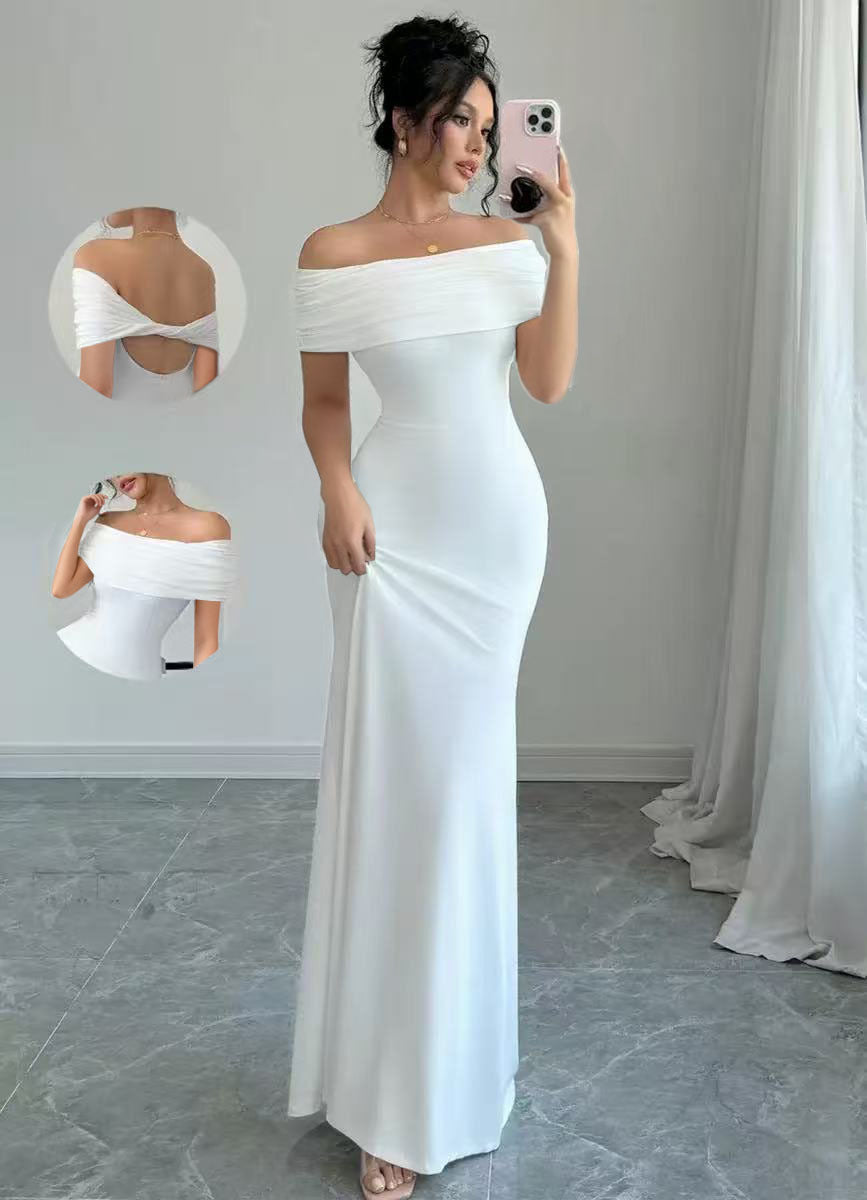 Neve | Women's Ruched Off-Shoulder Bodycon Maxi Dress