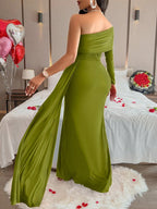 Gerrie | Women's One-Shoulder Ruched Bodycon Maxi Cocktail Dress