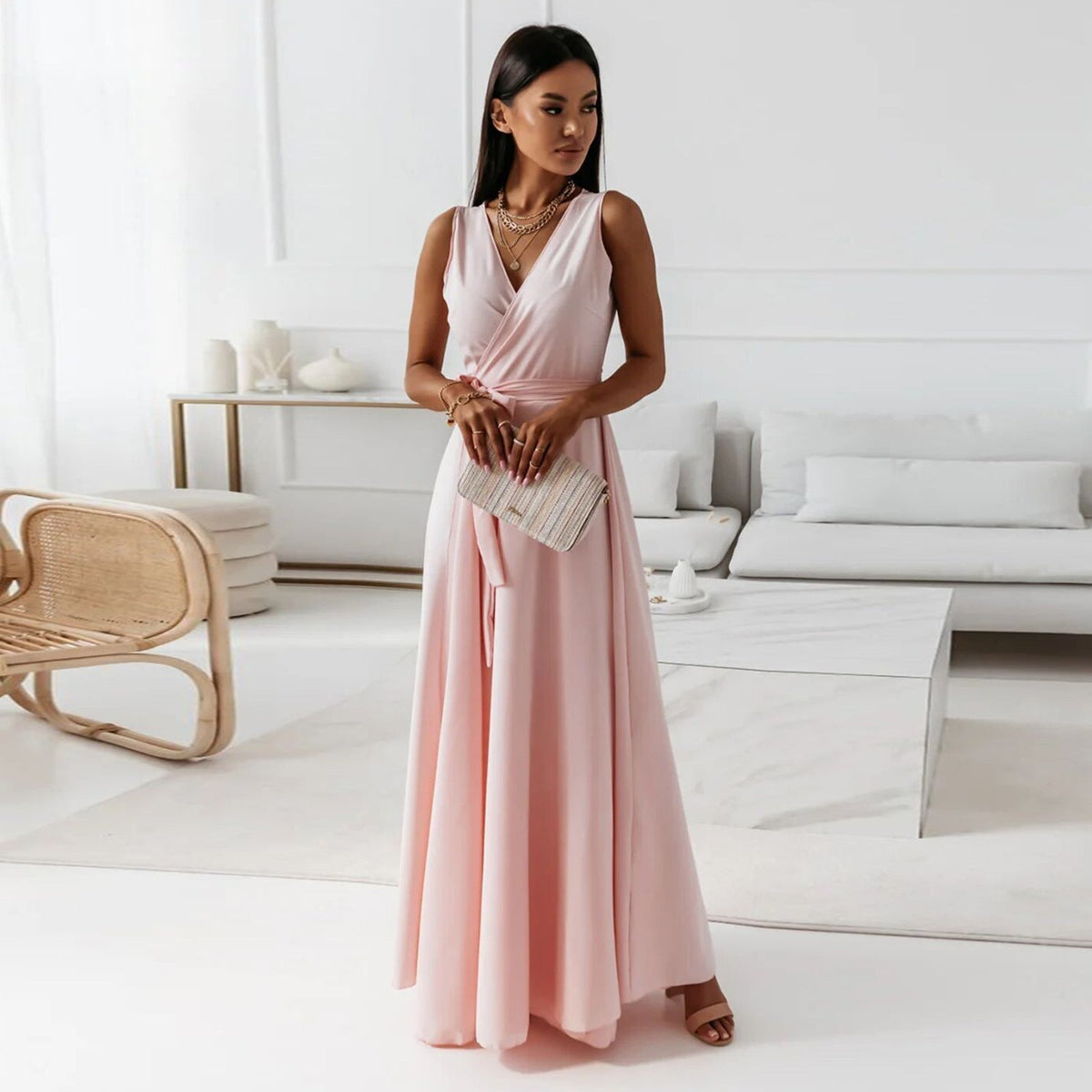 Hailey | Women's Wrap Maxi Dress Sleeveless V-Neck