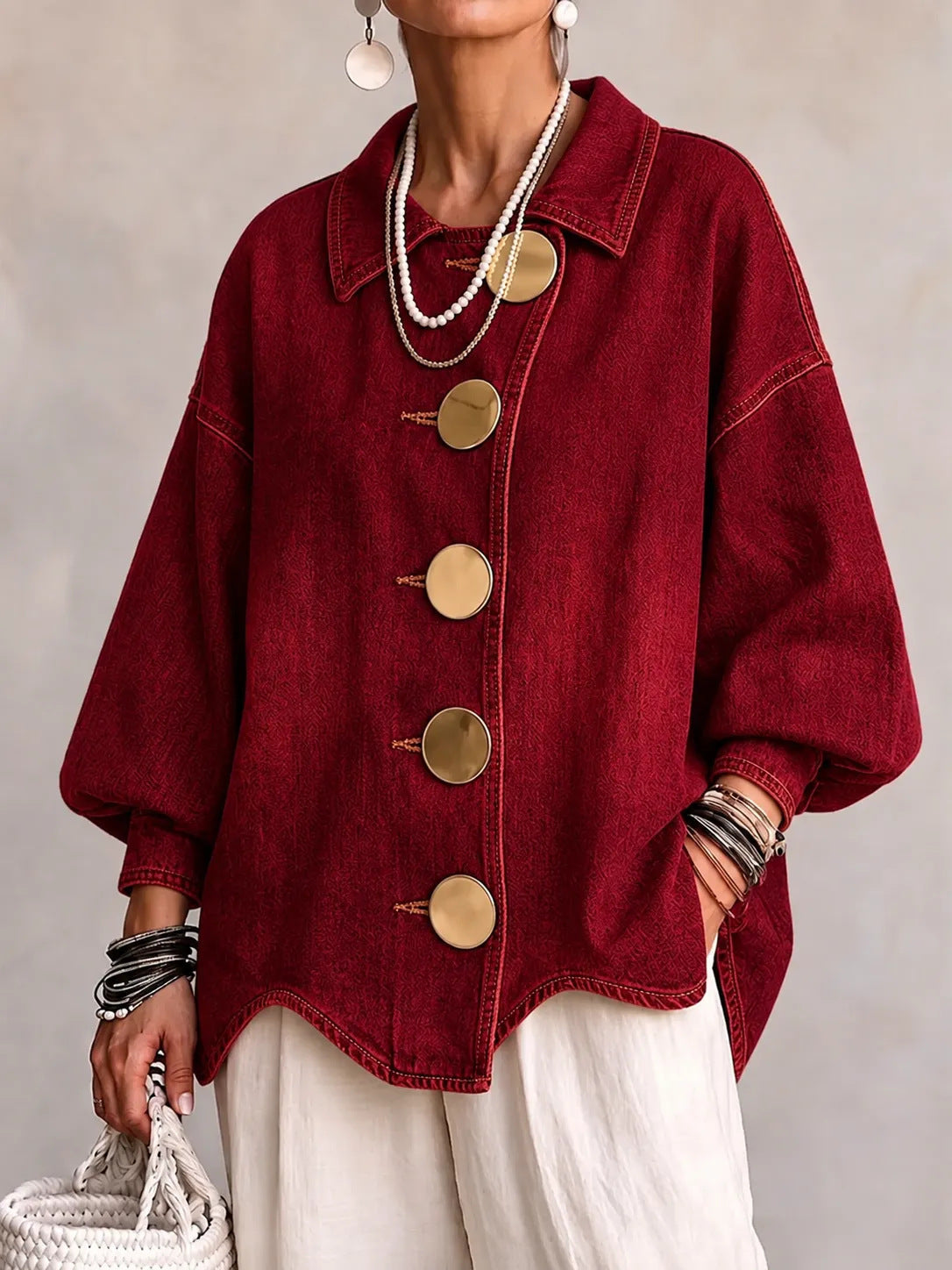 Morgan | Women's Oversized Denim Button-Front Jacket